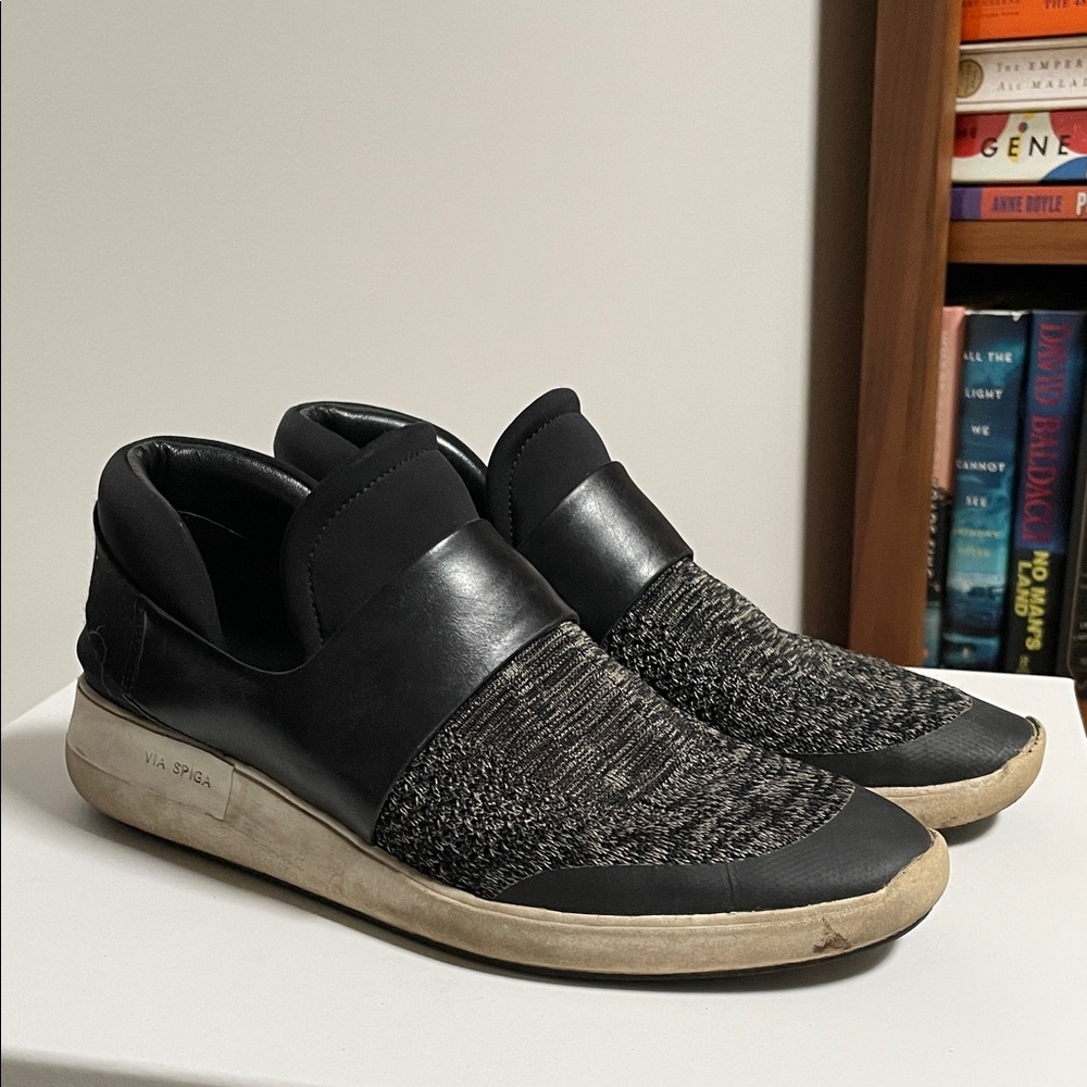 Via Spiga Women's Black and Gray Slip-On Sneakers